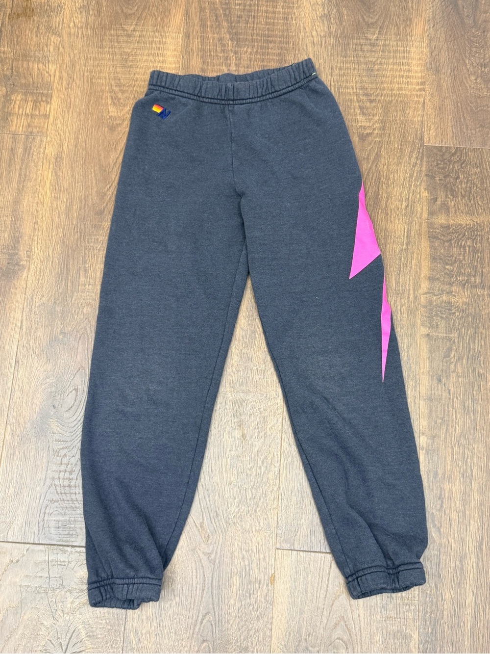 Aviator Nation Kids Charcoal Sweatpants with Pink Lightning Accent